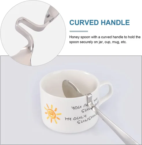 Vista 4 de BESTonZON 2 cucharas de café colgantes, cucharas multifuncionales para mezclar café con leche, cucharadita creativa de acero inoxidable con mango
