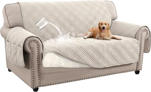 Vista 12 de Turquoize Funda impermeable para sofá grande para perros, funda lavable para sofá de 3 cojines, funda antideslizante para sofá para mascotas, niños