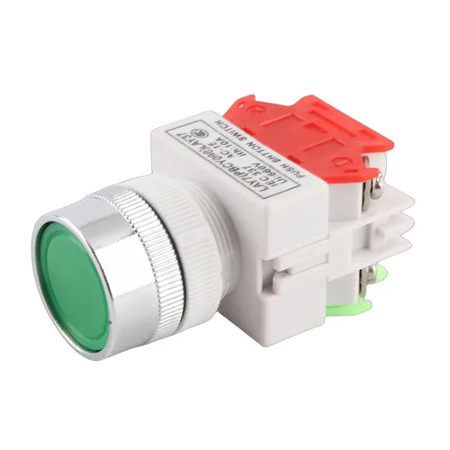 Vista 4 de Interruptor momentáneo, reinicio automático interruptor de botón de cabeza plana 0.866 in montaje LAY37-11BN (verde)