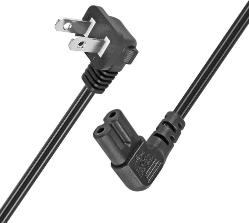 Vista 2 de Cable de alimentación universal de 2 clavijas en ángulo de 18 AWG - NEMA 1-15P a IEC320 C7 Figura 8 Conector de escopeta, cable de alimentación