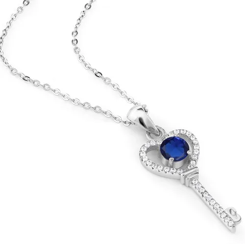 Vista 28 de Gem Stone King Collar con dije de llave de corazón para mujer, plata de ley 925, piedra natal de piedras preciosas, redondo de 0.197 in, con cadena