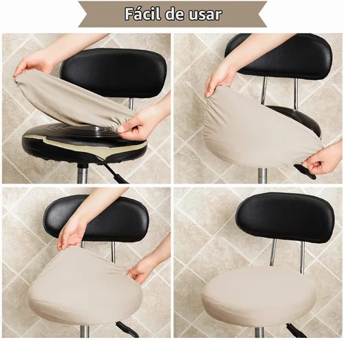 Vista 6 de Tatuo Fundas de asiento de taburete de bar redondas, fundas de cojín lavables, fundas elásticas para sillas de bar para sillas de 14 a 17 pulgadas