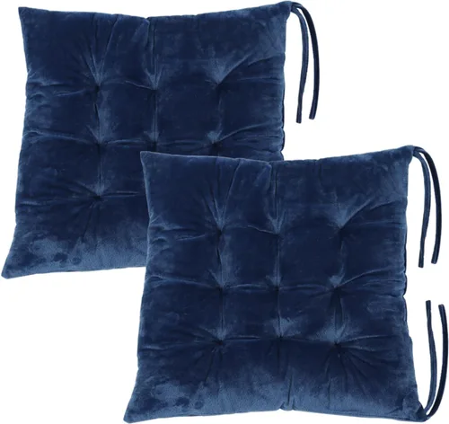 Vista 37 de Juego de 2 cojines para sillas de comedor con lazos, almohadilla antideslizante para silla de cocina para interior y tapete de asiento de comedor