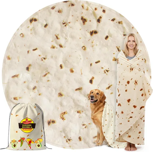 Vista 15 de Zulay - Manta extra grande de tortilla de burritos, envuélvete como un taco gigante. Manta novedosa de doble cara, divertida y ultra acogedora