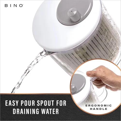 Vista 5 de BINO Ensalada Spinner – 2.6 cuartos de galón Pequeño Spinner manual de lechuga con sistema de drenaje integrado Ensalada Spinner, colador