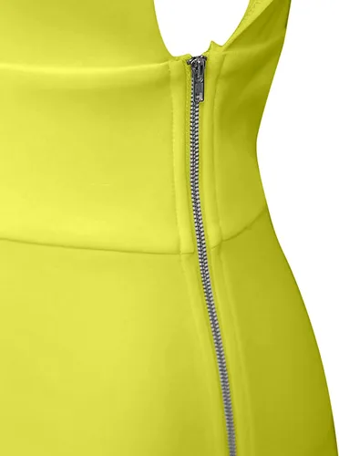 Vista 6 de Vestido de mujer sin mangas con cremallera lateral y abertura irregular, vestido midi para fiesta de negocios, club nocturno