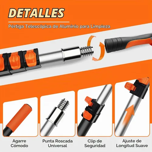 Vista 4 de Plumeros de 20 pies de alto para limpieza con poste de extensión resistente