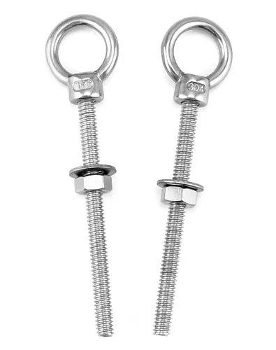 Vista 3 de QWORK Paquete de 25 pernos de ojo roscados de acero inoxidable de grado marino de 1/4 x 3 pulgadas, anillos de elevación con arandelas de tuercas