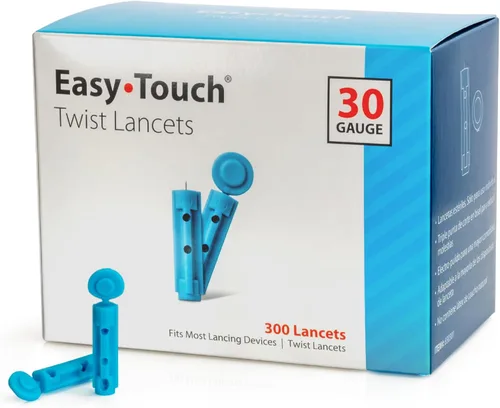 Vista 8 de Lancetas Twist EasyTouch - 33 G, (100 por caja) Sterile Single-Use Lancets, Triple-Bevel Design, Multiple Gauge Options, Fits Most Lancing Devices