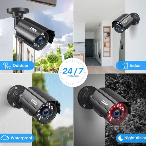 Vista 7 de ZOSI - Cámara de seguridad híbrida tipo bala 4 en 1 TVI/CVI/AHD/960H CVBS de 2.0MP, 1080P HD, 1920TVL para exteriores en interiores