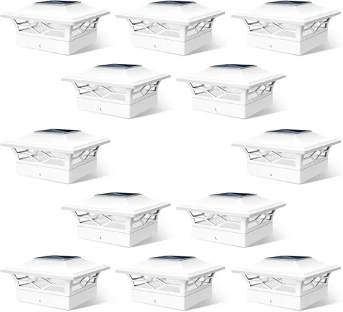 Vista 10 de Luces Solares para Tapas de Postes Exteriores Paquete de 4, Impermeables, Alimentadas por Energía Solar, Luces para Postes de Terraza y Valla