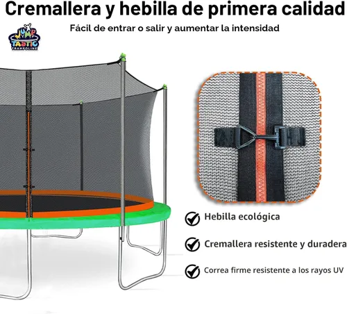 Vista 6 de Jump Tastic - Red de repuesto para trampolín con 6 tapas de poste, red de seguridad redonda de 12-15 pies, resistente a los rayos UV, resistente a