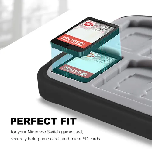 Vista 4 de FYY Switch Game Case for Nintendo Switch with Mirco SD Cards Holder, Portable Switch Game Card Case with 24 Game Card Slots & 24 Micro SD Card
