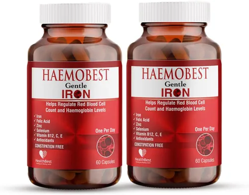Vista 9 de HealthBest Cápsulas de hierro de alta potencia suaves 100mg Hierro de liberación lenta para una absorción más rápida, sin estreñimiento Vitamina