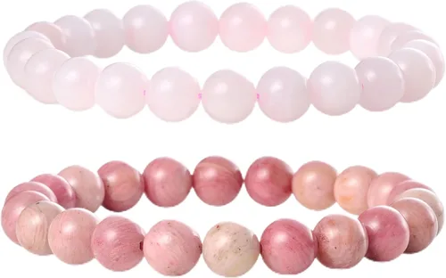 Vista 21 de Bivei - Pulsera elástica de cuentas redondas de cristales curativos semipreciosos naturales, hecha a mano, rellenadores de regalo para mujeres Ágata