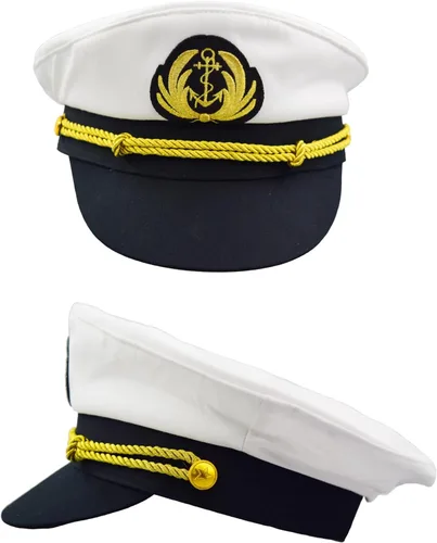 Vista 2 de Admiral Capitán Yacht Sombrero Snapback Oro Bordado Ancla Skippers Cap para Fiesta