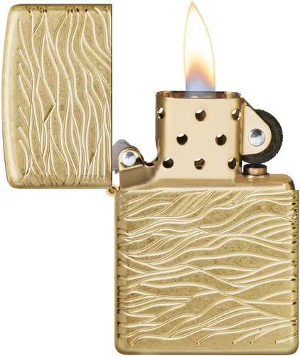 Vista 4 de Zippo Encendedor de Bolsillo de Latón Armor Pulido con Diseño de Ondas de Lujo