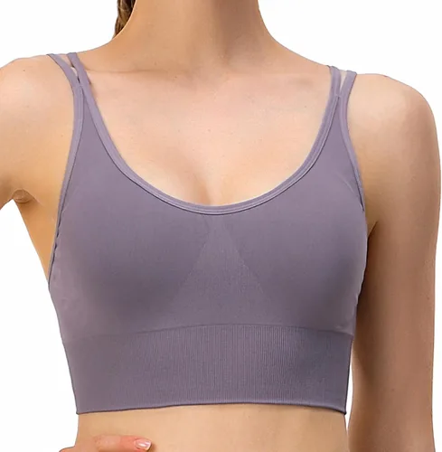 Vista 7 de Sujetador Deportivo para Mujer, Camiseta sin Mangas de Yoga a prueba de golpes, Sujetador de entrenamiento Frontal Correr