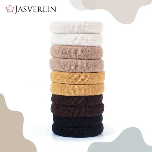 Vista 4 de JASVERLIN 100 ligas para el cabello de algodón sin costuras, bandas elásticas gruesas suaves y sin daños, soportes para cola de caballo para mujeres