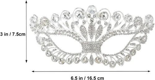 Vista 3 de Máscara de lujo con diamantes de imitación, corona de fiesta para mujeres y mujeres