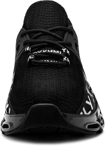 Vista 2 de DYKHMATE Zapatos anchos con punta de acero para hombres y mujeres, zapatos de seguridad ligeros, zapatos de trabajo de moda, cómodos, transpirables