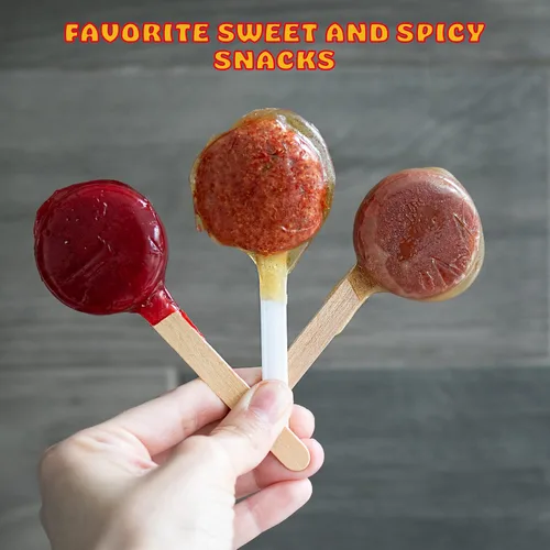Vista 4 de Zumba Rica - Paleta de chile en polvo, 12 unidades, paletas con cubierta de chile en polvo con caramelo, piruleta mexicana, caramelo de chile