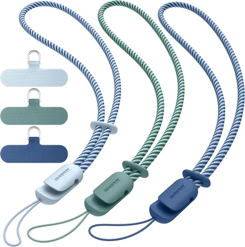 Vista 12 de SURPHY Paquete de 3 correas de muñeca para teléfono con lengüeta de sujeción para teléfono celular, correa para teléfono celular, correa para A