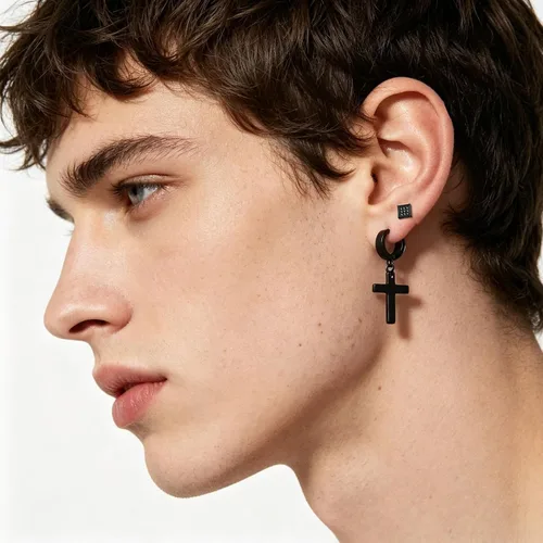 Vista 5 de NEWITIN 30 Pairs Stainless Steel Earrings for Men Studs Hoops Earrings Set Classic