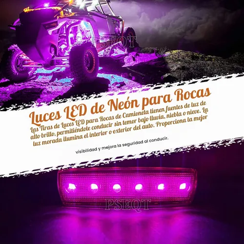 Vista 2 de PSEQT 10 unidades de luces LED de tira de roca para auto, luces de rueda de bajo brillo, kits de iluminación para guardabarros, impermeables