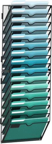 Vista 14 de SUPEASY Organizador de archivos de pared de 6 niveles, archivos de pared colgantes para papeles, carpetas, revistas, organizador de pared
