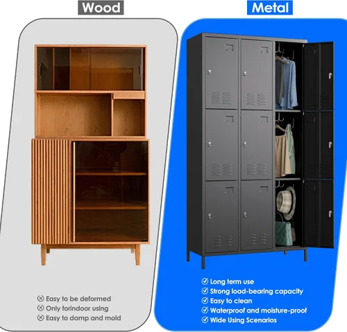 Vista 6 de SUPEER Taquillas metálicas de 9 puertas para empleados con 18 ganchos, taquillas de metal con tarjetero para escuela, garaje, oficina, gimnasio