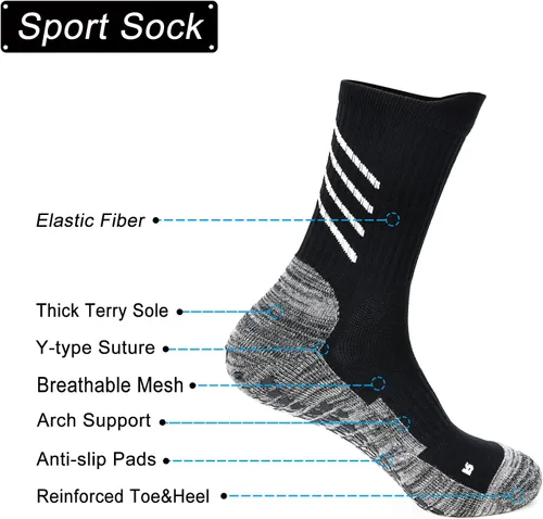 Vista 2 de GOGOGOAL Calcetines atléticos antideslizantes para hombres y mujeres, calcetines de fútbol antideslizantes para fútbol, baloncesto, yoga, gimnasio