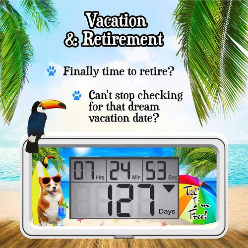 Vista 3 de Temporizador de cuenta regresiva para jubilación hasta 9999 días con retroiluminación - Cuenta atrás para tu jubilación, vacaciones y todos
