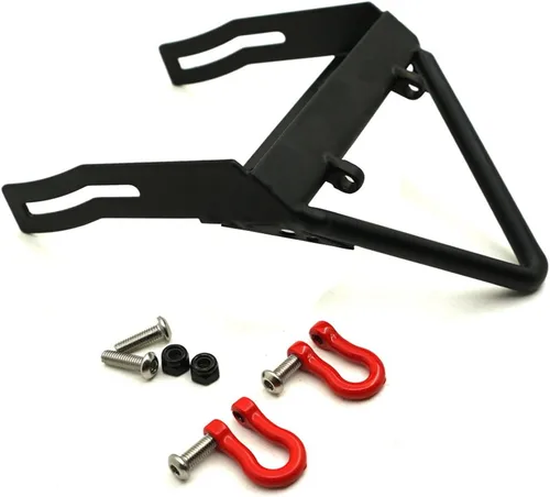 Vista 5 de Parachoques delantero de acero con 2 grilletes de montaje de cabrestante para 1/10 Axial SCX10 RC Modelo Crawler Car #A