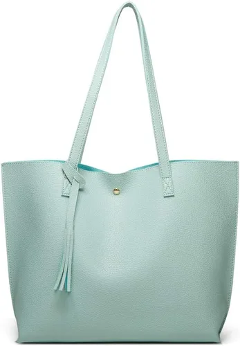 Vista 9 de Dreubea - Bolsa de hombro y de mano de piel sintética suave para mujer, con borla, de gran capacidad