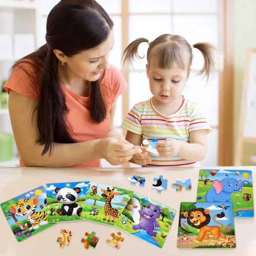 Vista 5 de Rompecabezas para niños de 3 a 5 años, juguetes de madera Montessori, aprendizaje educativo, juegos preescolares para niños y niñas de 3, 4, 5 años