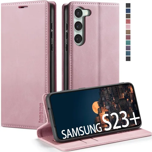 Vista 10 de japezop Compatible con Samsung Galaxy S23 5G - Funda tipo cartera con bloqueo RFID, tarjetero y función atril magnético, funda de piel con tapa