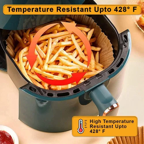 Vista 5 de COSORI Forros desechables para freidora de aire de 3 a 5 cuartos de galón, 100 forros cuadrados antiadherentes para freidora de aire, papel 100