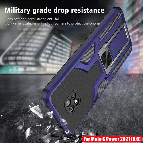 Vista 6 de Funda compatible con Motorola Moto G Power 2021, resistente grado militar, a prueba de golpes, doble protección (TPU+PC), funda magnética sólida