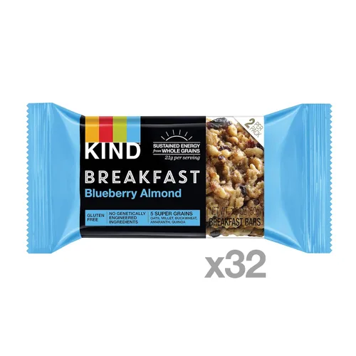 Vista 2 de KIND Barras de desayuno, almendras de arándanos, sin gluten, 1.8 onzas, 32