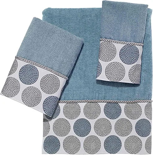 Vista 4 de Avanti Linens - Toalla de mano, toalla de algodón suave y absorbente (colección de círculos punteados, mineral) 100% algodón, suave y absorbente