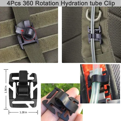 Vista 8 de Molle Accessories Kit de 30 accesorios, anillo en D Grimloc bloqueo engranaje clip web dominator cuerdas elásticas hebilla para correas de 1 pulgada