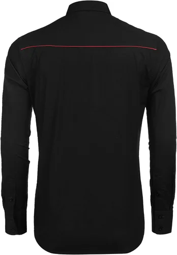 Vista 4 de Camisa de manga larga COOFANDY para hombre con bordado wéstern y botones estilo informal