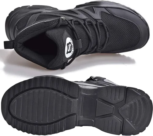 Vista 4 de SUADEX Botas con punta de acero para hombre, botas de construcción de trabajo indestructibles, botas de seguridad de trabajo para hombres, botas