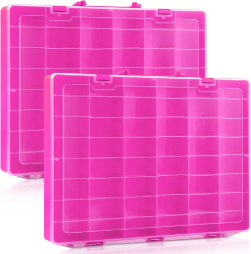 Vista 8 de Juexica 2 piezas Caja organizadora de almacenamiento de plástico grande con 48 rejillas, caja de aparejos, contenedor organizador de compartimentos