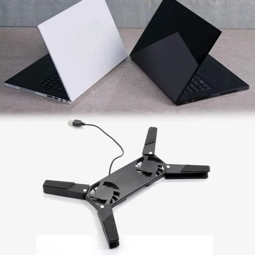 Vista 3 de Ventilador de enfriamiento USB, portátil, cómodo, portátil, enfriador de almohadilla de enfriamiento, ventilador doble para computadora portátil