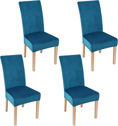 Vista 16 de smiry - Fundas para sillas de comedor de terciopelo elástico y suave, extraíbles, Terciopelo, Beige