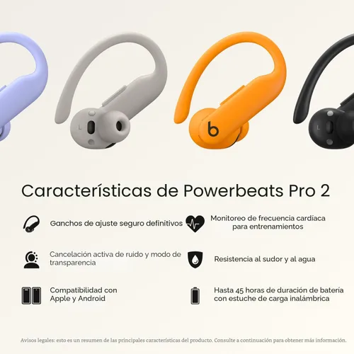 Vista 2 de Beats Powerbeats Pro 2 Auriculares inalámbricos Bluetooth – Cancelación de ruido, monitor de frecuencia cardíaca, IPX4, batería de hasta 45 horas