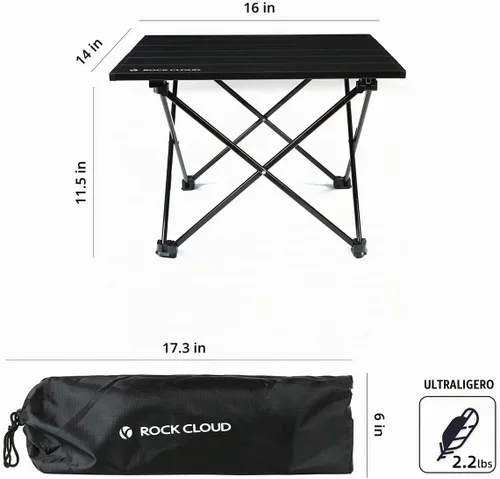 Vista 3 de ROCK CLOUD Mesa de camping portátil de aluminio ultraligera, plegable, mesa de playa para campamento, senderismo, mochileros, picnic al aire libre