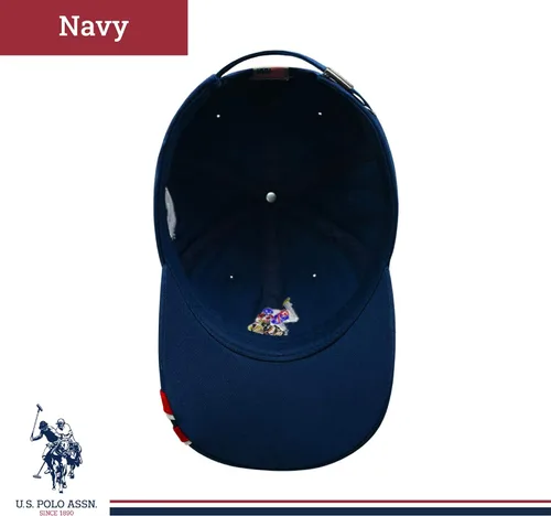 Vista 3 de Concept One US Polo Assn. Dad - Gorra de béisbol ajustable con logotipo de caballo bordado con rayas diagonales
